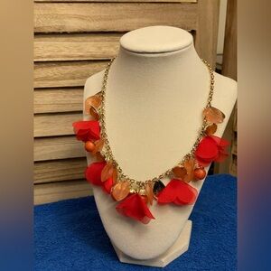 Red Floral Statement Necklace